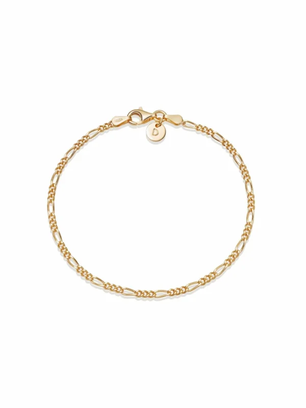 Daisy London Thin Figaro Chain Bracelet 18ct Gold Plate