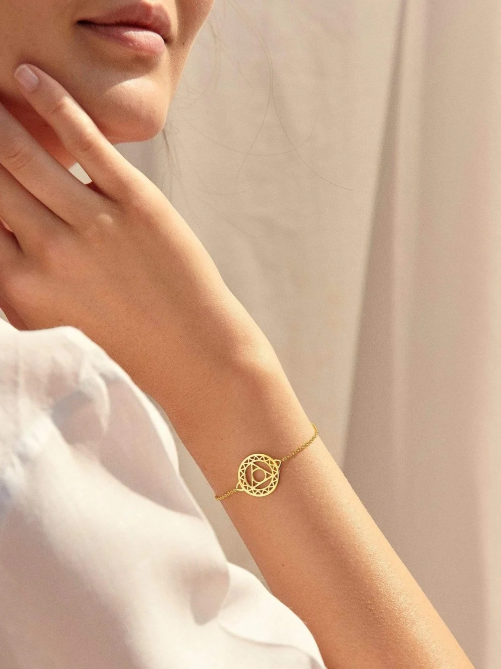 Daisy London Throat Chakra Chain Bracelet 18ct Gold Plate, view 3