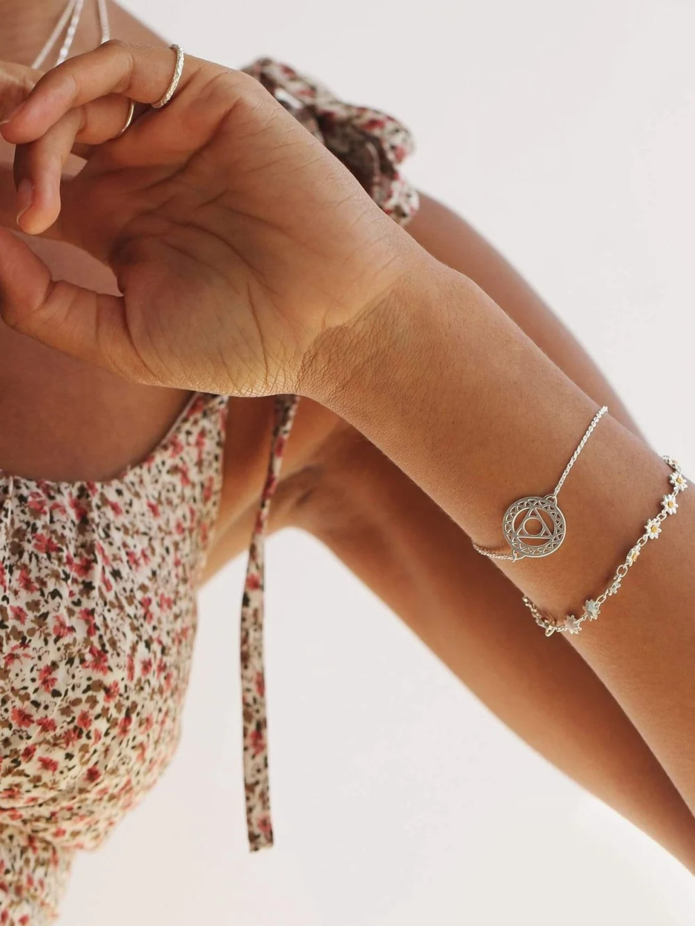 Daisy London Throat Chakra Chain Bracelet Sterling Silver, view 2