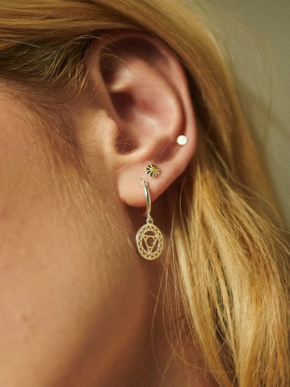 Daisy London Throat Chakra Earrings Sterling Silver, view 2