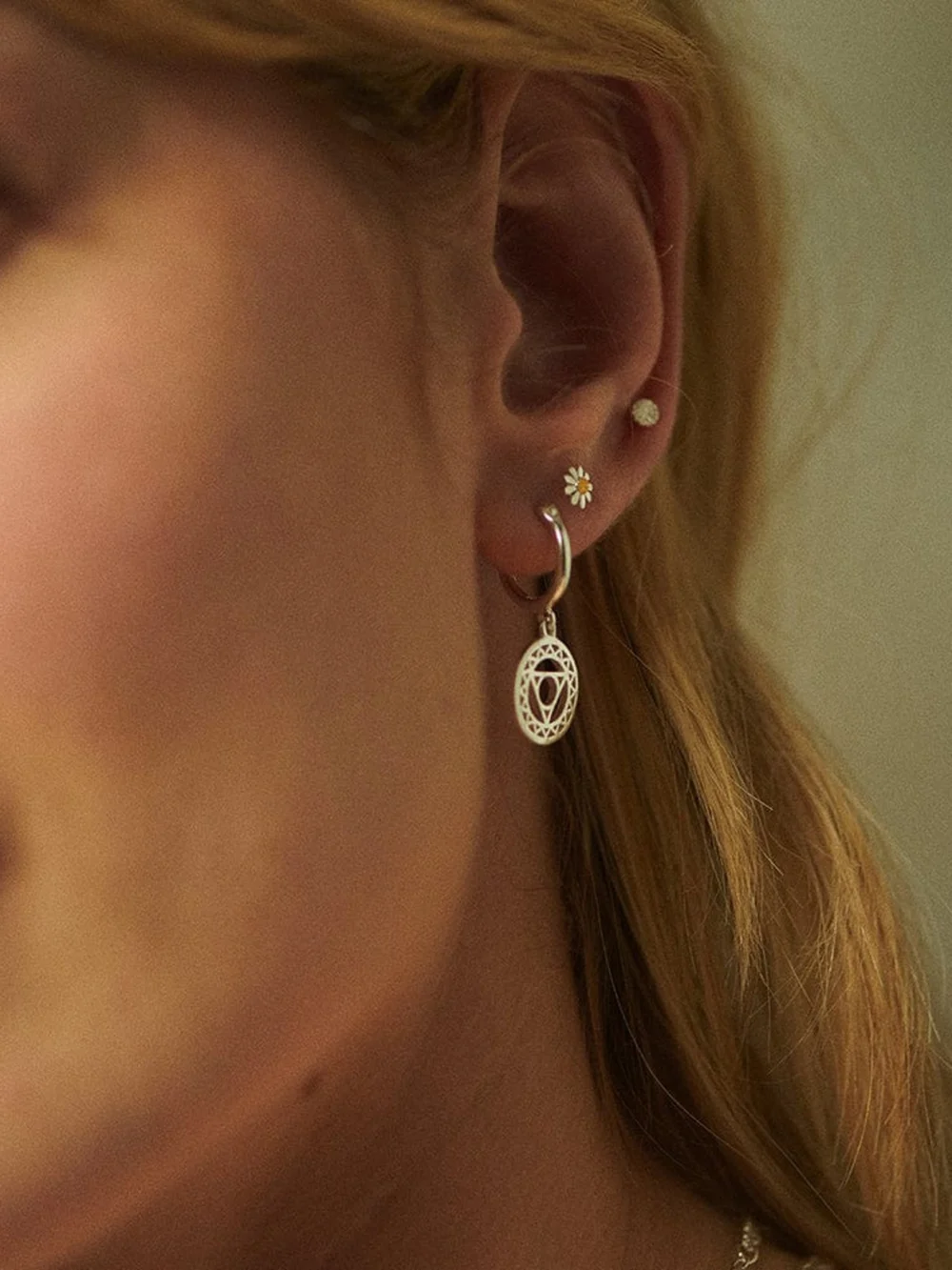 Daisy London Throat Chakra Earrings Sterling Silver, view 4
