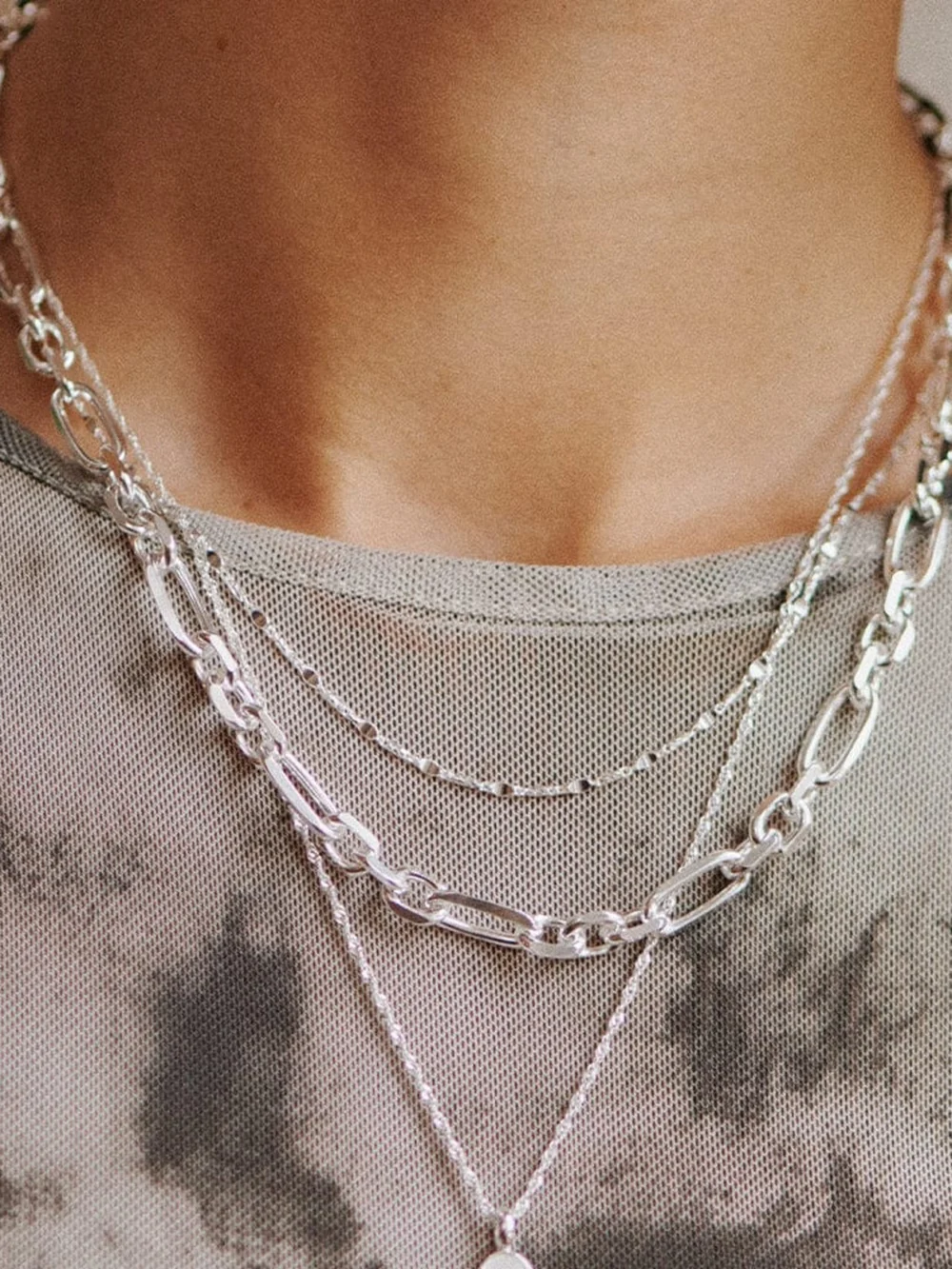 Daisy London Tidal Twist Chain Necklace Sterling Silver, view 2