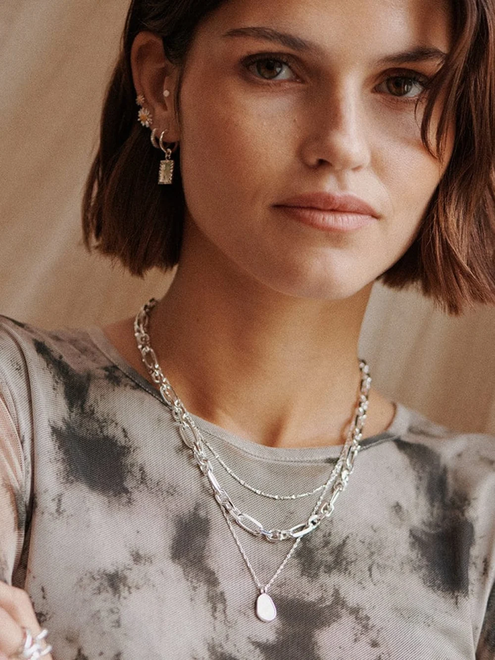 Daisy London Tidal Twist Chain Necklace Sterling Silver, view 4