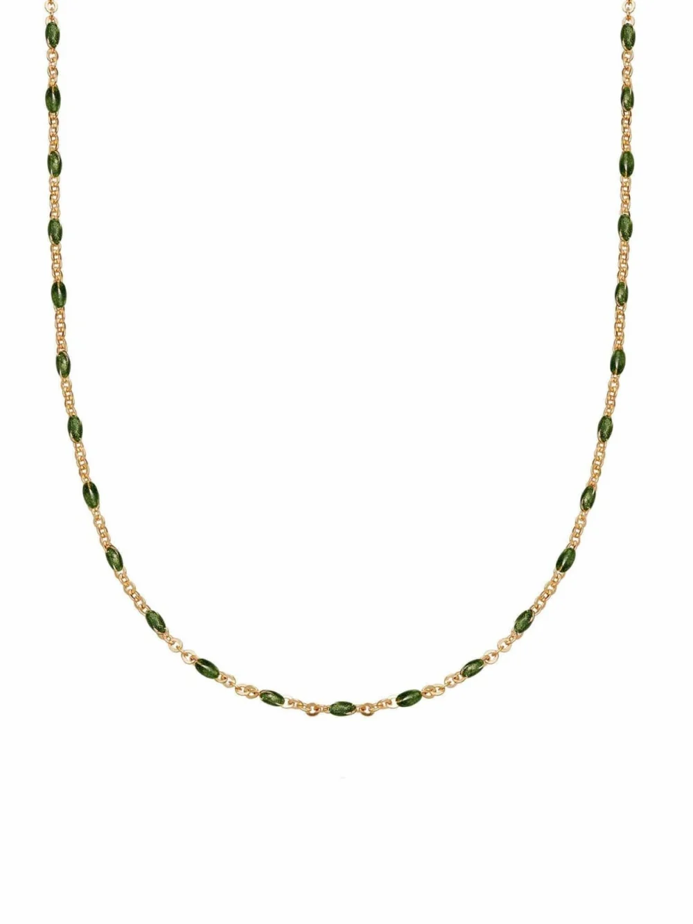 Daisy London Treasures Green Beaded Necklace 18ct Gold Plate