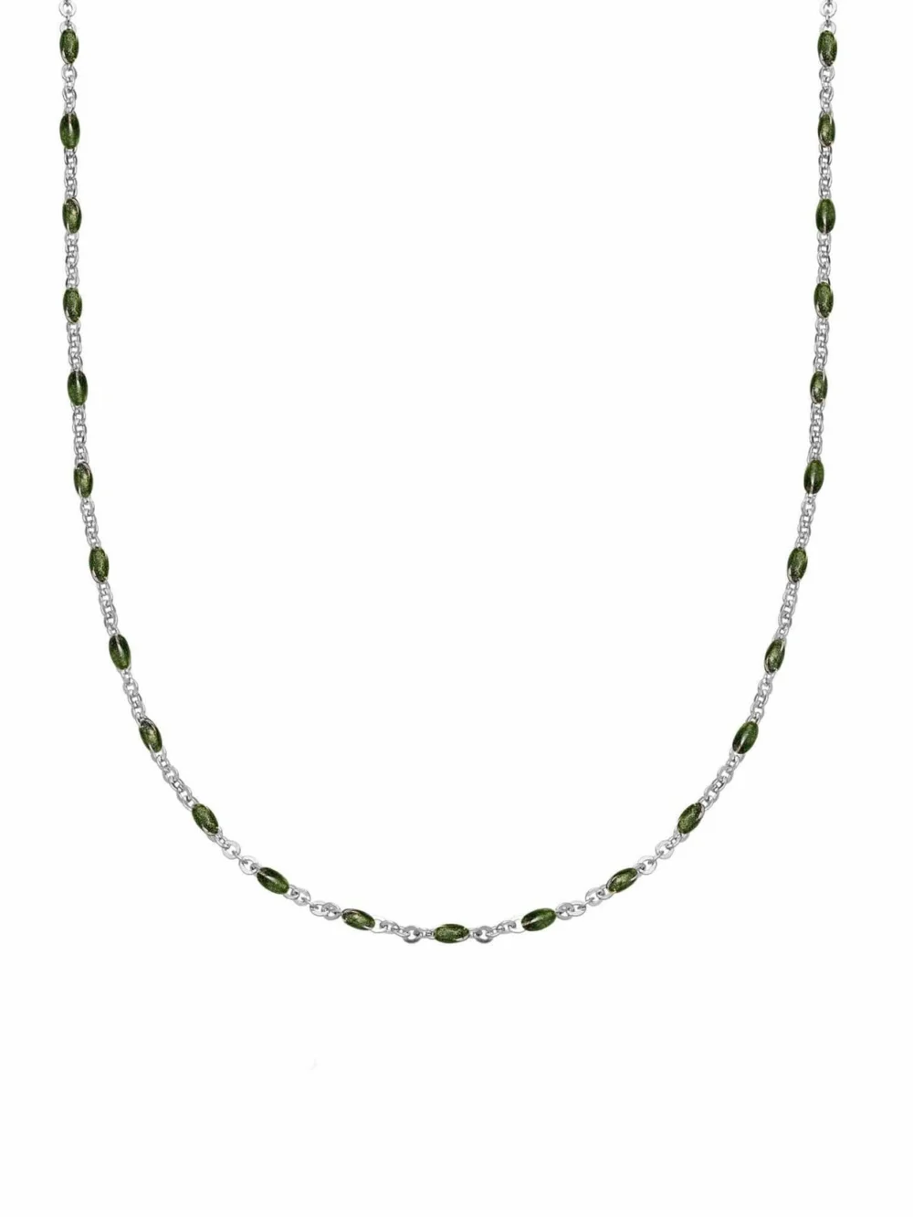 Daisy London Treasures Green Beaded Necklace Sterling Silver