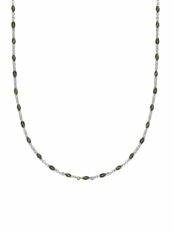 Daisy London Treasures Green Beaded Necklace Sterling Silver