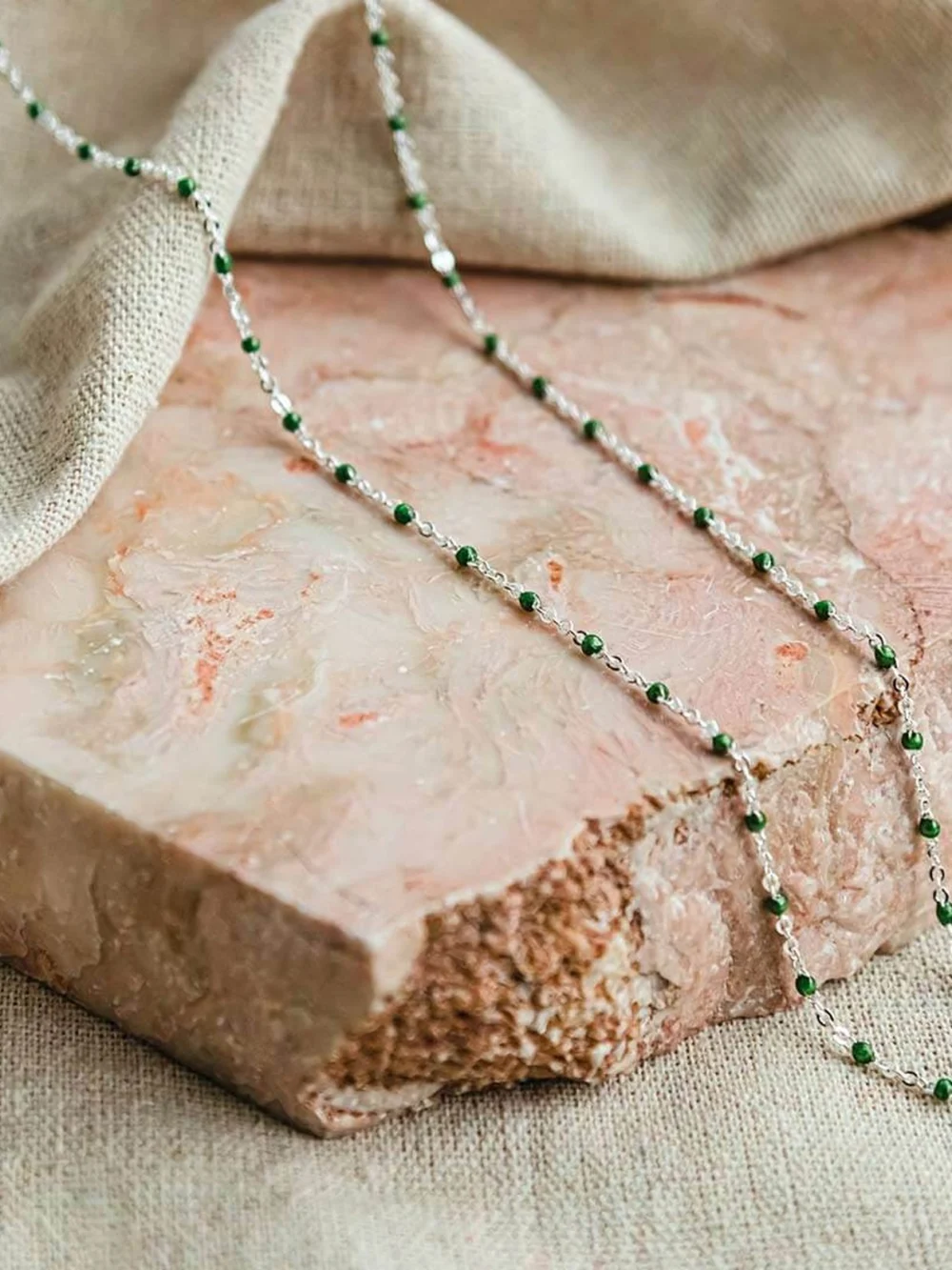 Daisy London Treasures Green Beaded Necklace Sterling Silver, view 5