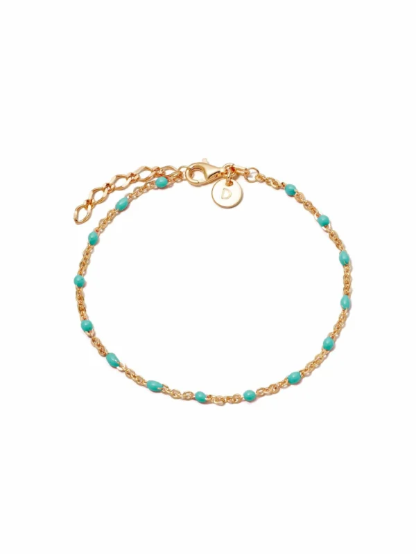 Daisy London Treasures Turquoise Beaded Bracelet 18ct Gold Plate