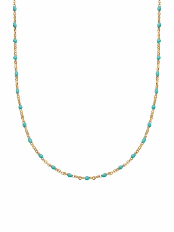 Daisy London Treasures Turquoise Beaded Necklace 18ct Gold Plate