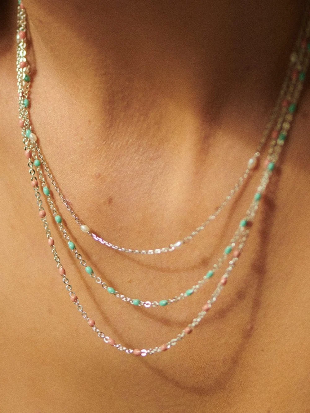 Daisy London Treasures Turquoise Beaded Necklace Sterling Silver, view 2