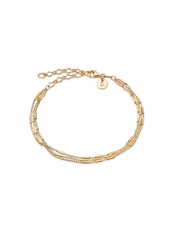 Daisy London Triple Bar Chain Bracelet 18ct Gold Plate