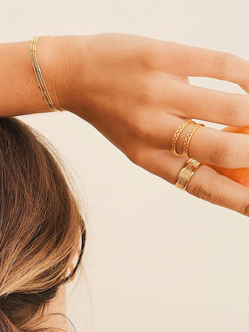 Daisy London Triple Bar Chain Bracelet 18ct Gold Plate, view 4