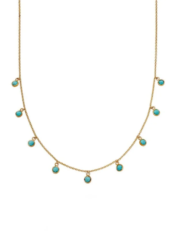 Daisy London Turquoise Charm Necklace 18ct Gold Plate