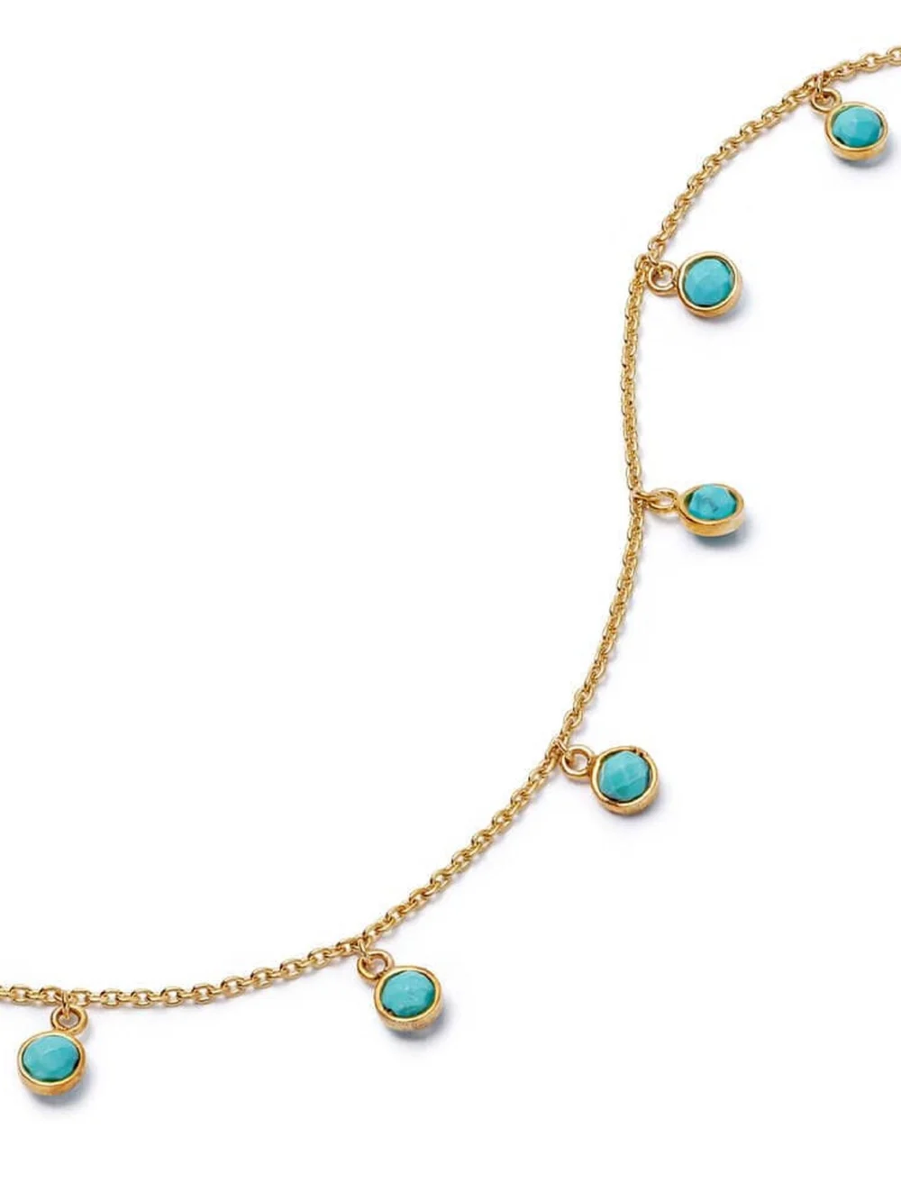 Daisy London Turquoise Charm Necklace 18ct Gold Plate, view 5