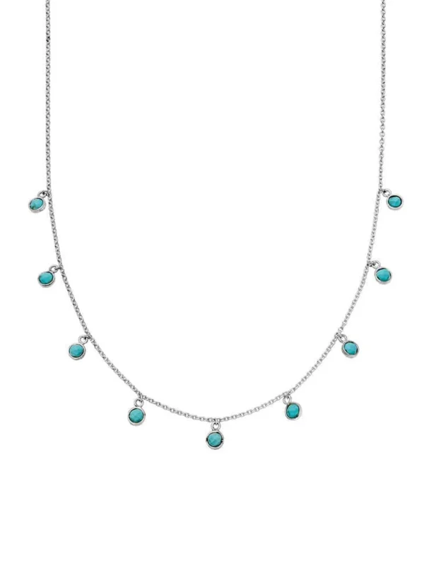 Daisy London Turquoise Charm Necklace Sterling Silver