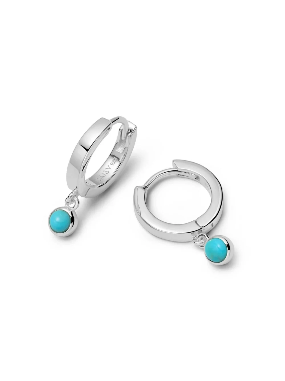 Daisy London Turquoise Healing Huggie Hoop Earrings Sterling Silver
