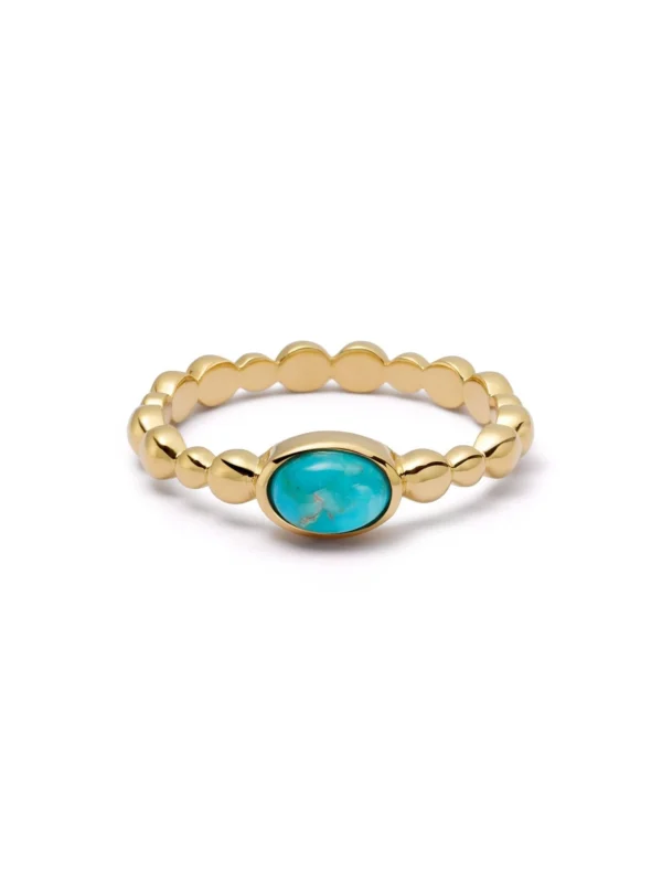Daisy London Turquoise Healing Stone Bobble Ring 18ct Gold Plate
