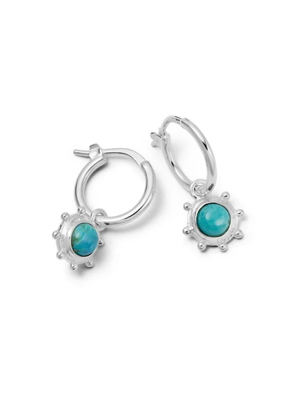 Daisy London Turquoise Healing Stone Charm Earrings Sterling Silver