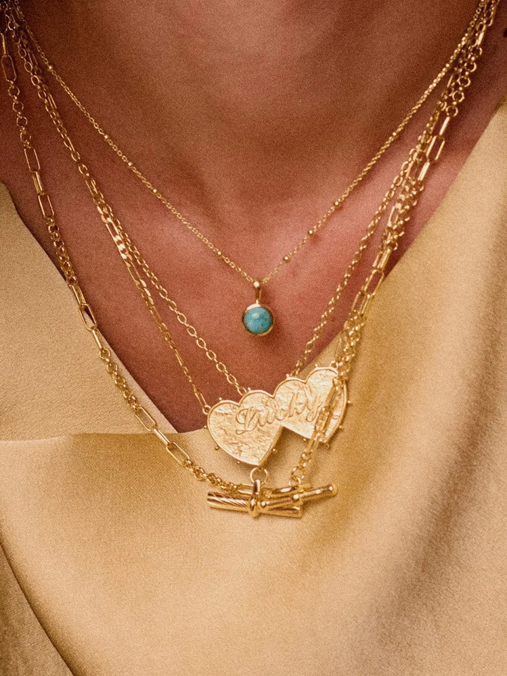 Daisy London Turquoise Healing Stone Necklace 18ct Gold Plate, view 2