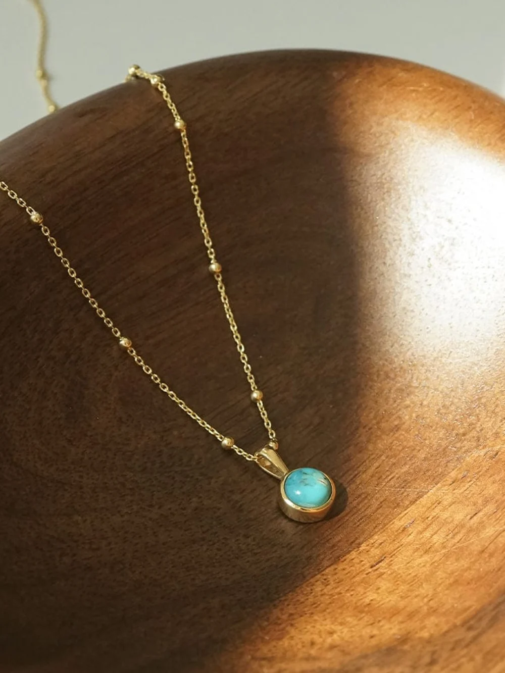 Daisy London Turquoise Healing Stone Necklace 18ct Gold Plate, view 5