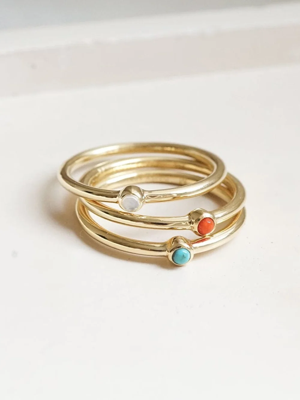 Daisy London Turquoise Healing Stone Ring 18ct Gold Plate, view 2