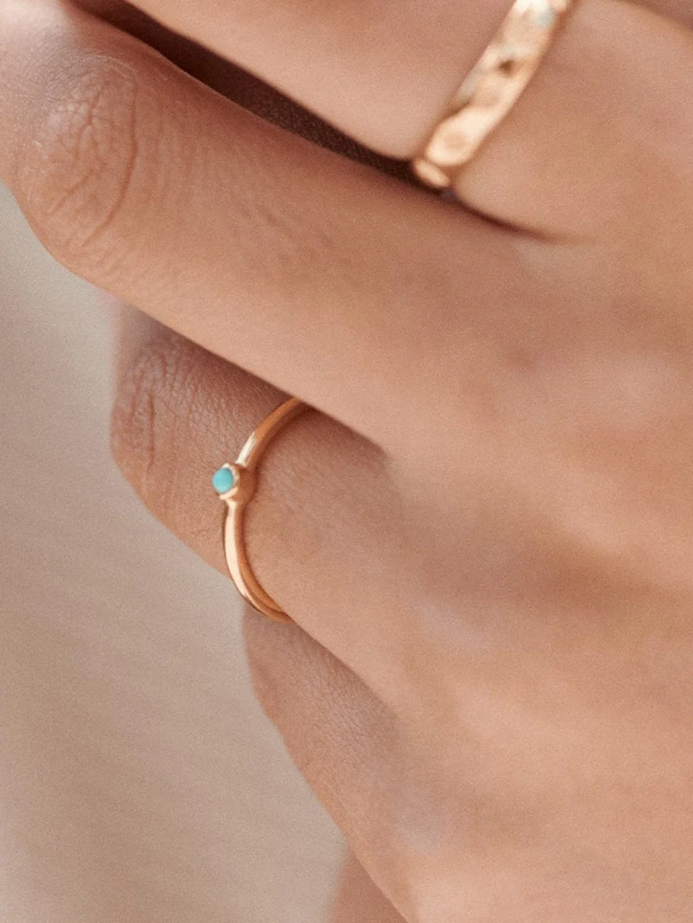 Daisy London Turquoise Healing Stone Ring 18ct Gold Plate, view 3