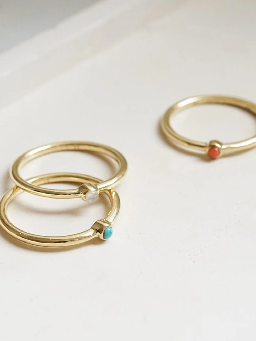 Daisy London Turquoise Healing Stone Ring 18ct Gold Plate, view 5