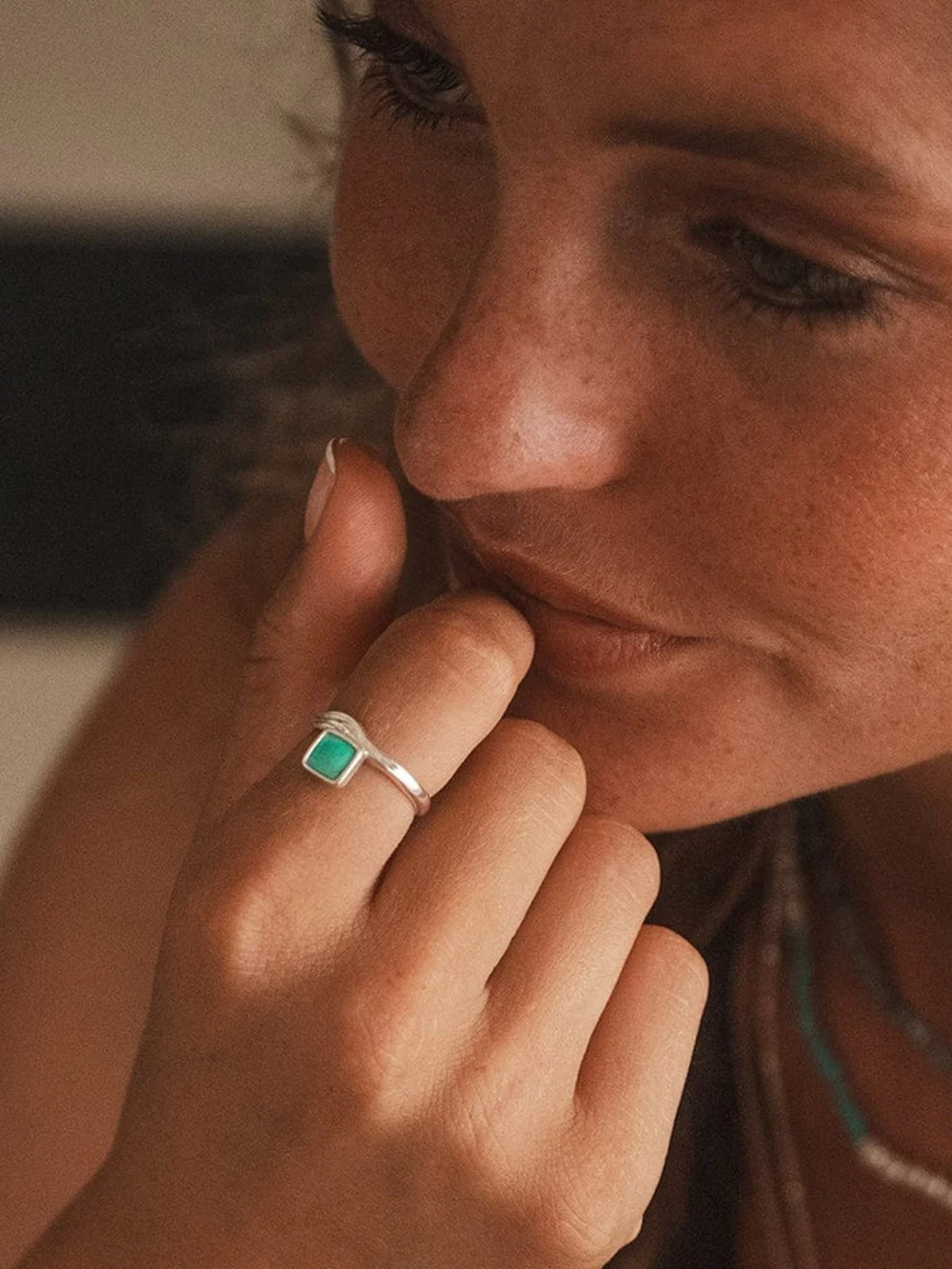 Daisy London Turquoise Wave Ring Sterling Silver, view 2