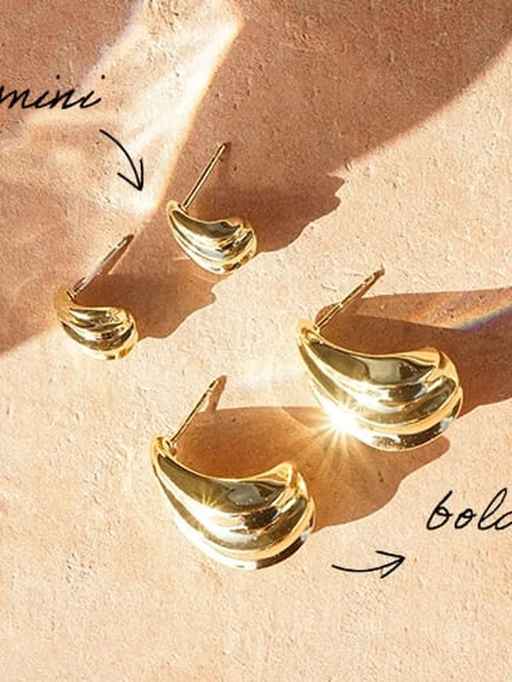 Daisy London Wave Stud Earrings 18ct Gold Plate, view 3