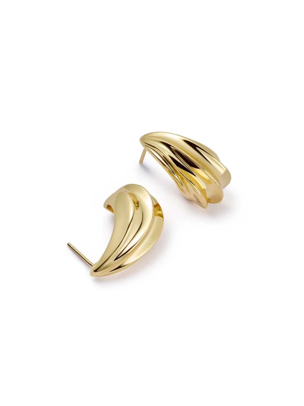 Daisy London Wave Stud Earrings 18ct Gold Plate, view 5