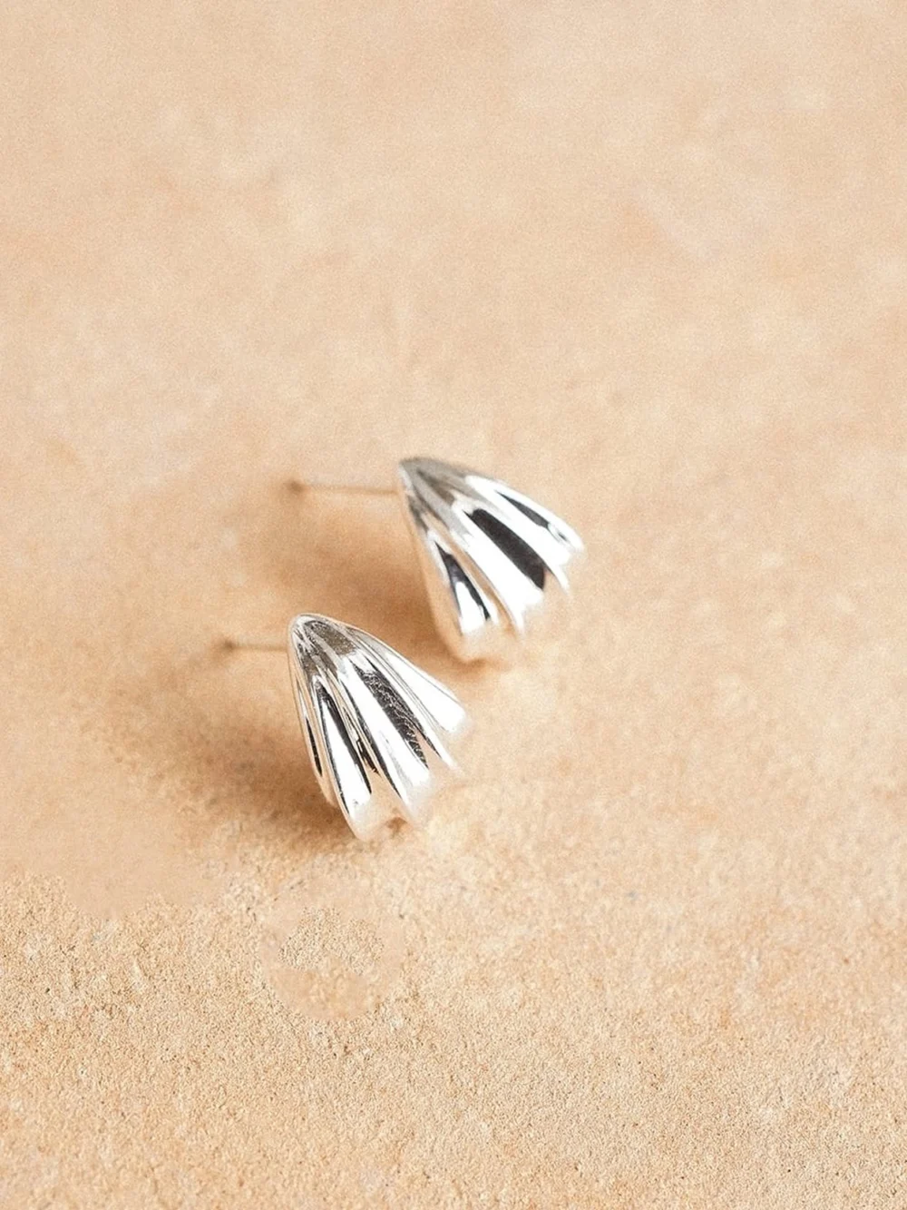 Daisy London Wave Stud Earrings Silver Plate, view 3