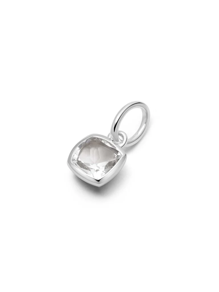Daisy London White Topaz April Birthstone Charm Pendant Sterling Silver
