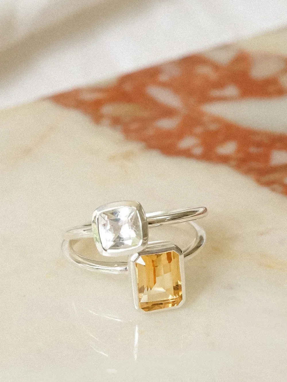 Daisy London White Topaz April Birthstone Ring Sterling Silver, view 3