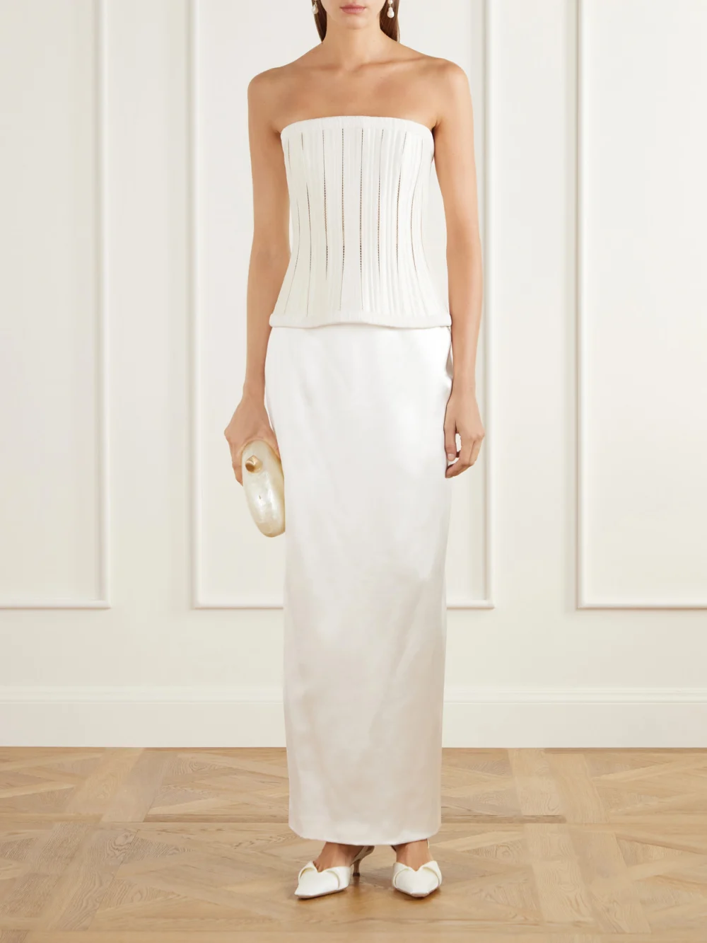 Danielle Frankel Alexa 50 Folded Satin Slingback Pumps, styled view