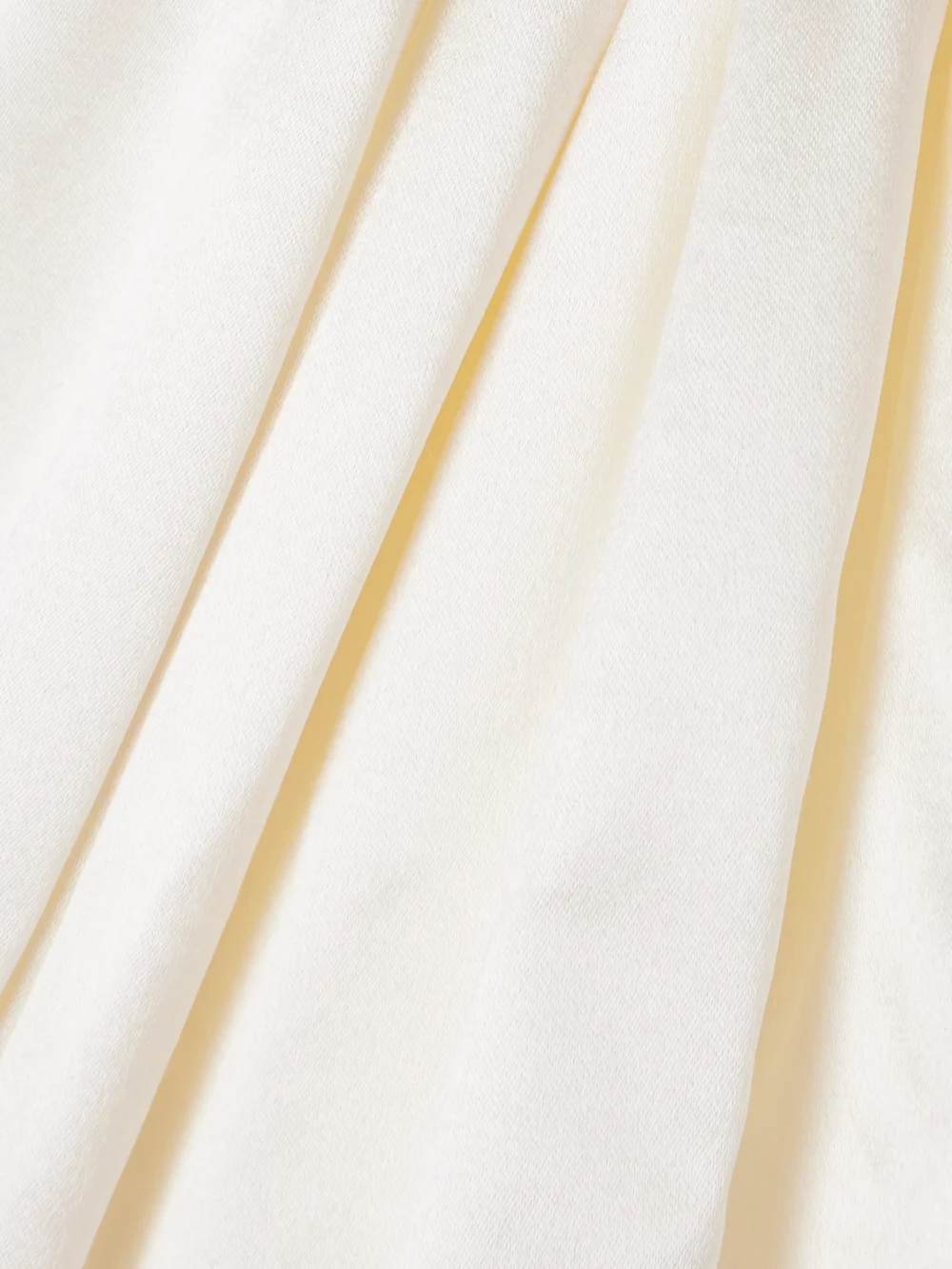 Close-up detail of the Danielle Frankel Birdie Gathered Silk and Wool-blend Satin Bustier Mini Dress