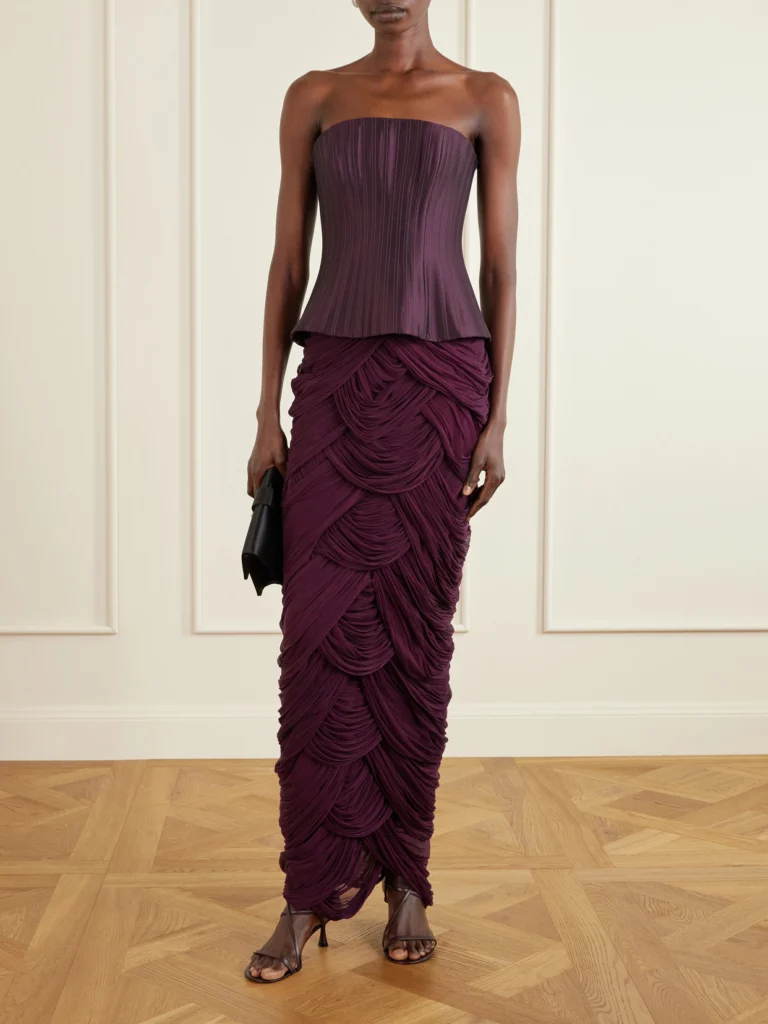 Danielle Frankel Cosette Draped Tulle Maxi Skirt
