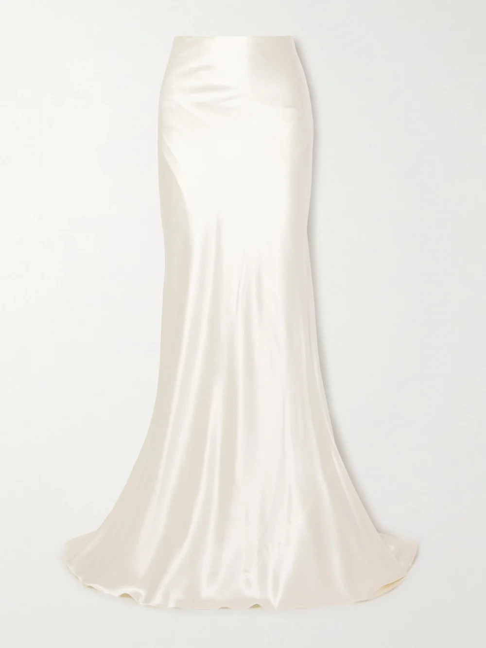 Danielle Frankel Dree Wool and Silk-blend Charmeuse Maxi Skirt in off-white