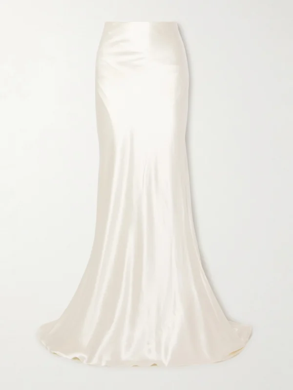 Danielle Frankel Dree Wool and Silk-blend Charmeuse Maxi Skirt