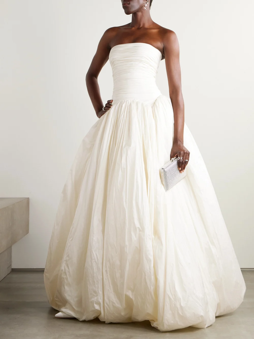 Danielle Frankel Drew Strapless Taffeta Gown, worn by a model