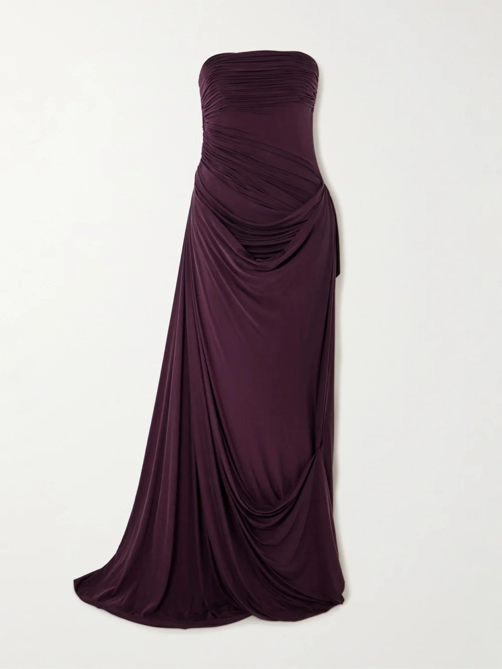 Danielle Frankel Harris Asymmetric Draped Satin-jersey Gown in plum