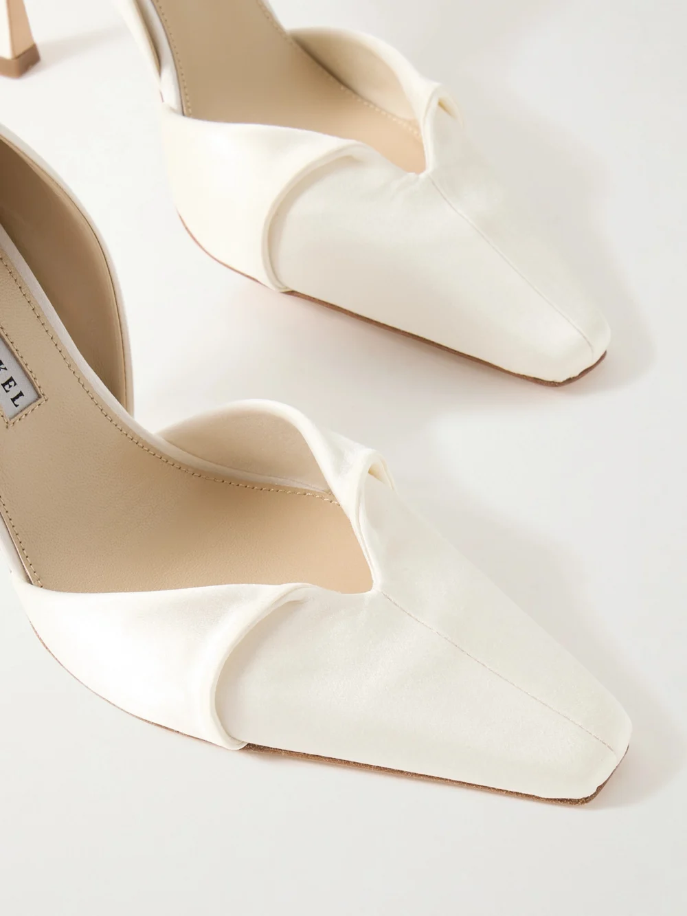 Close-up detail of the Danielle Frankel Kennedy Satin Pumps