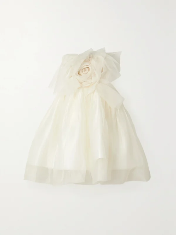 Danielle Frankel Lottie Strapless Appliquéd Silk-organza Mini Dress