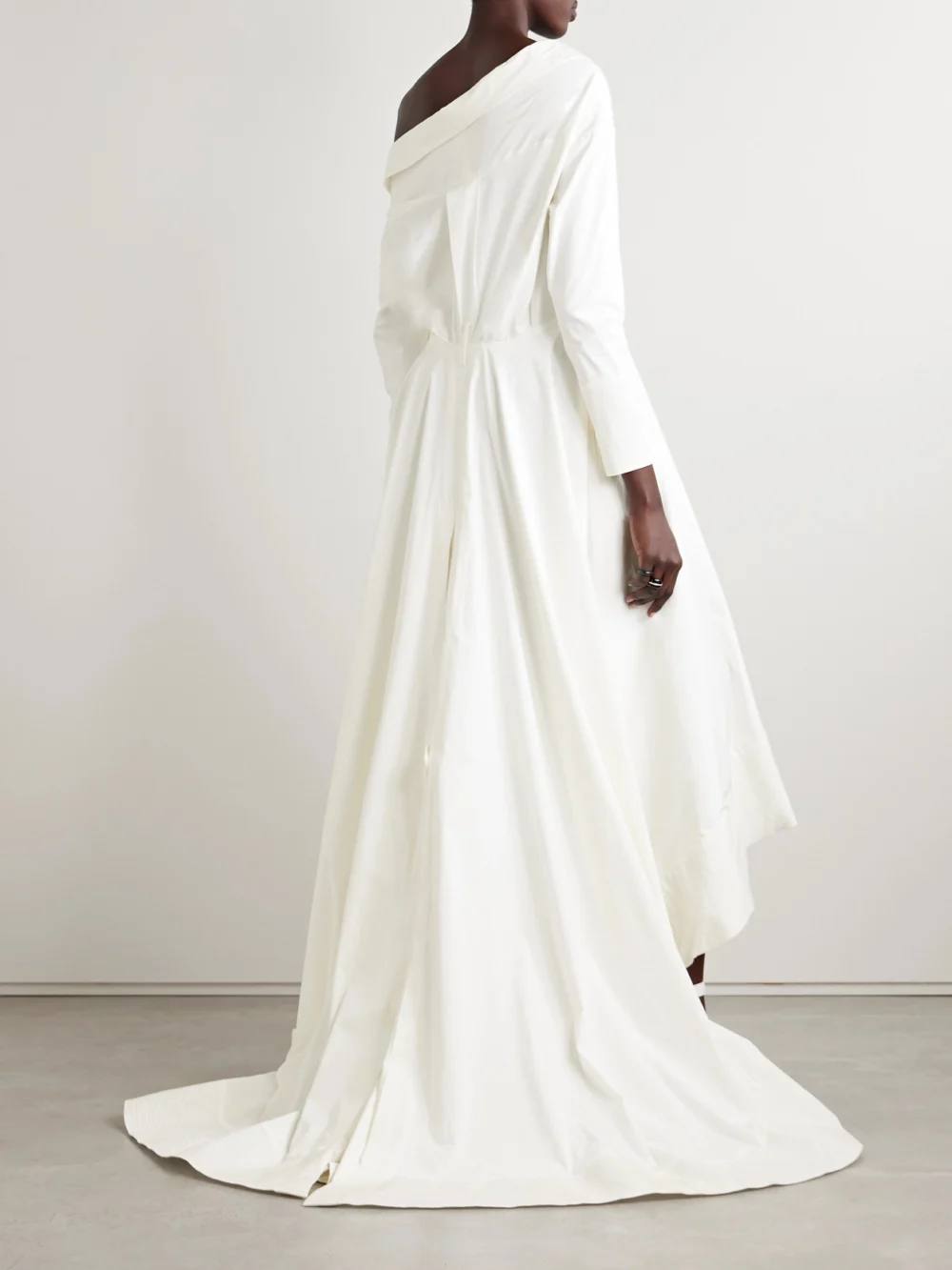 Back view of the Danielle Frankel Lou Off-the-shoulder Cotton-blend Poplin Gown