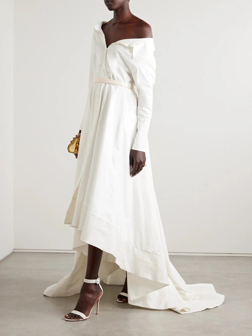 Danielle Frankel Lou Off-the-shoulder Cotton-blend Poplin Gown, worn by a model