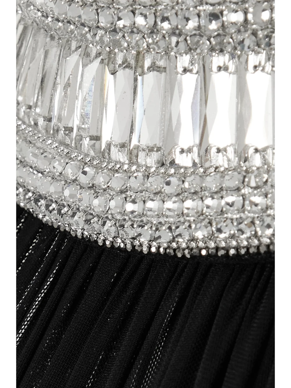 Close-up detail of the David Koma Cold-shoulder Stretch Tulle-trimmed Embellished Cady Midi Dress
