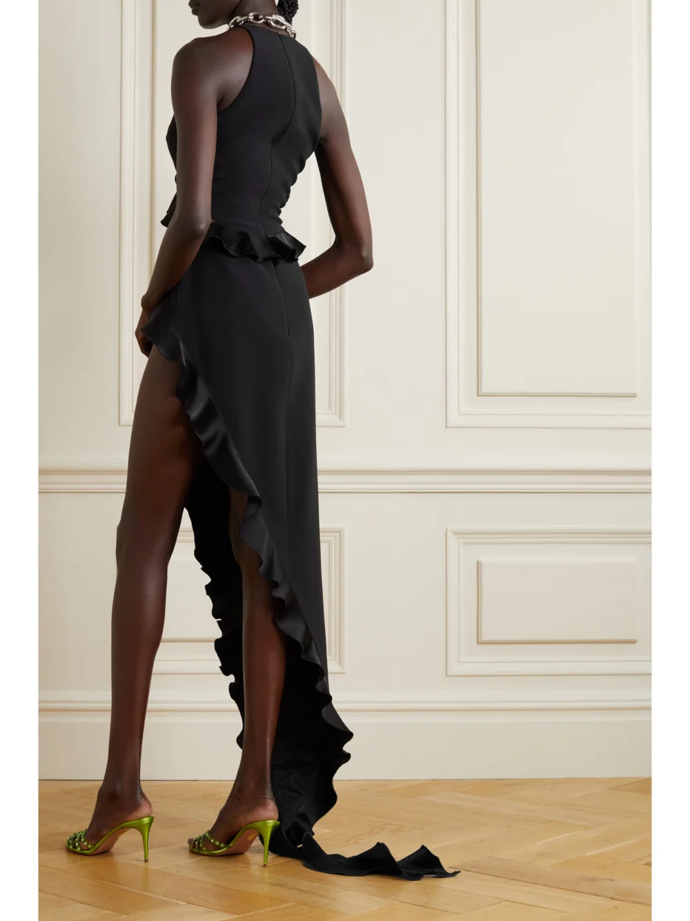 Back view of the David Koma Cutout Crepe Gown