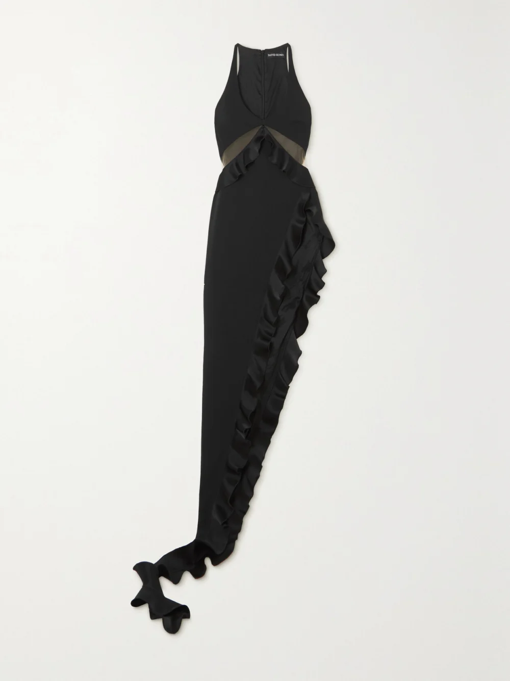 David Koma Cutout Crepe Gown in black