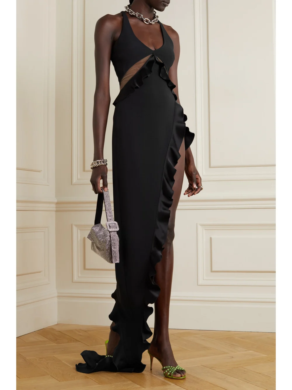 David Koma Cutout Crepe Gown, worn by a model