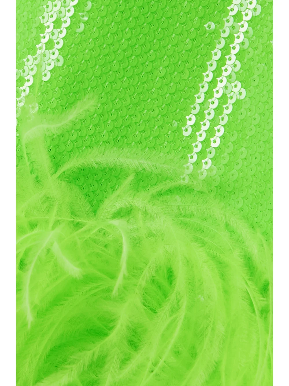Close-up detail of the David Koma Feather-trimmed Sequined Chiffon Mini Dress