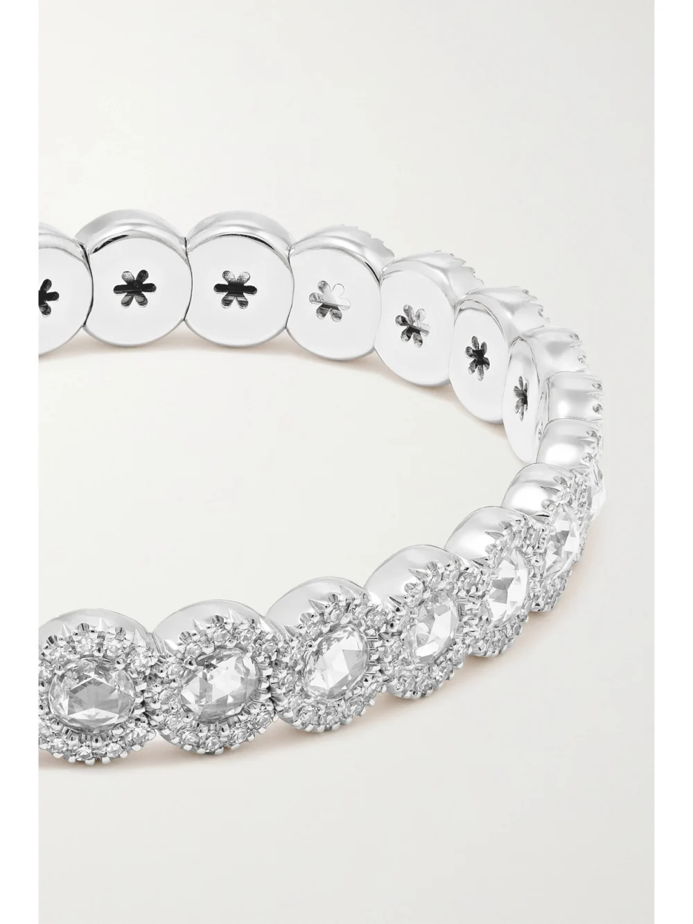 Close-up detail of the David Morris 18-karat White Gold Diamond Cuff